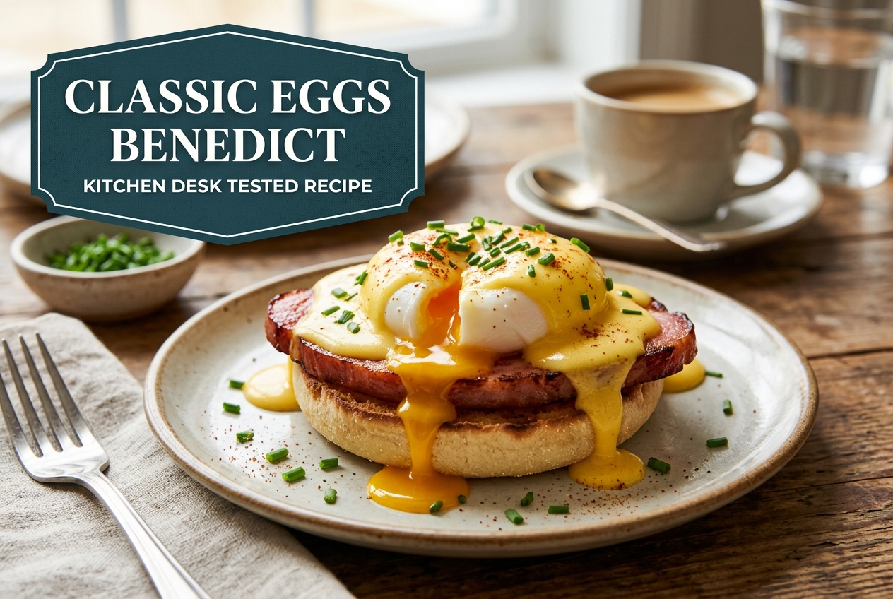 Classic Eggs Benedict with Perfectly Poached Eggs and Velvety Hollandaise