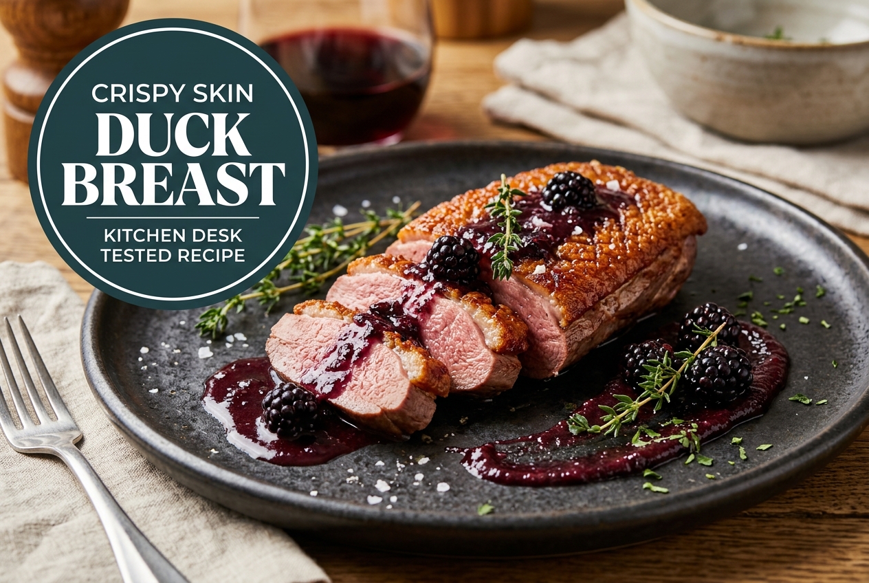 Cold-Pan Crispy Skin Duck Breast with Blackberry Reduction